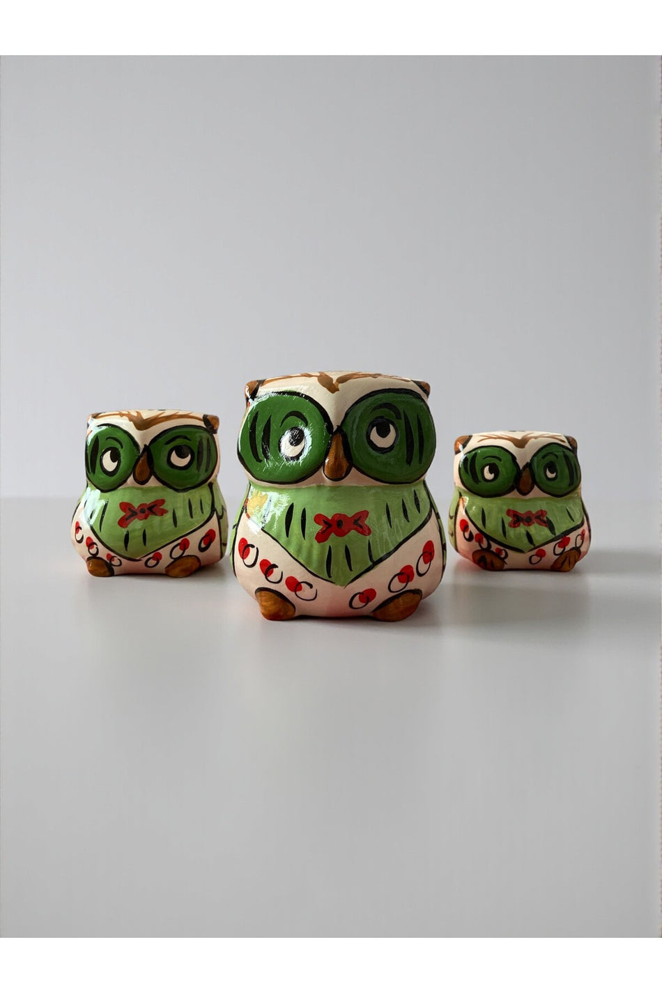YOOS Handmade Brush Craftsmanship Ceramic 3-Piece Owl Set - MALLTURK