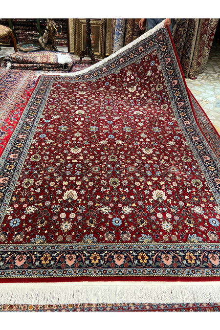 RD RAMAZAN DAG Hand Rug Art Hand-Woven Hereke Rug Signed Wildflower Design Size 305x201 - MALLTURK