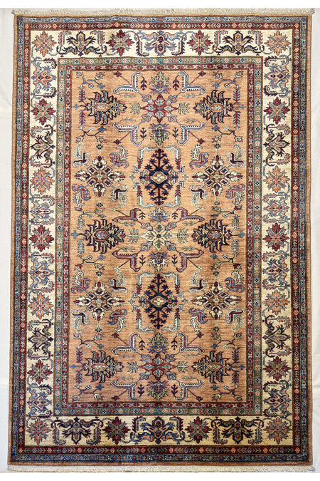 Afghan Rug Hand-Woven 100% Wool Natural Dye Handicraft ile Harika Kazak Design