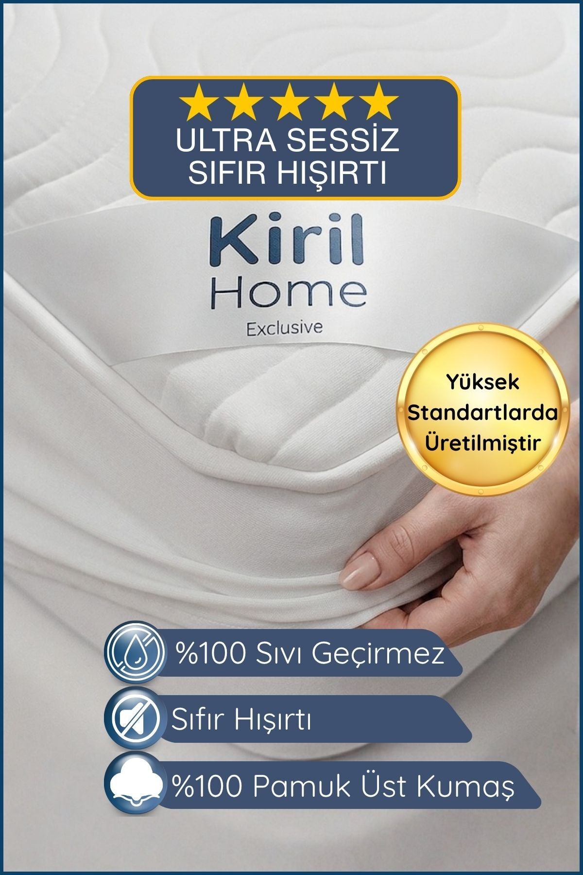 Kiril Home Premium Dolgun Waterproof Cotton Fitted Mattress Protector - MALLTURK