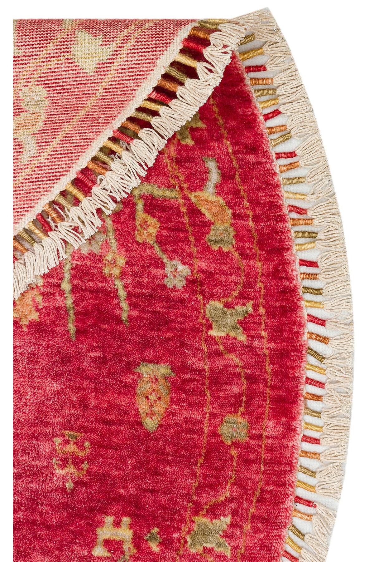 Eko Hali ZARA ZR 08 RED AUTUMN Q Authentic Patterned Special Non-shedding and Easy-to-Clean Tencel Fabric - MALLTURK