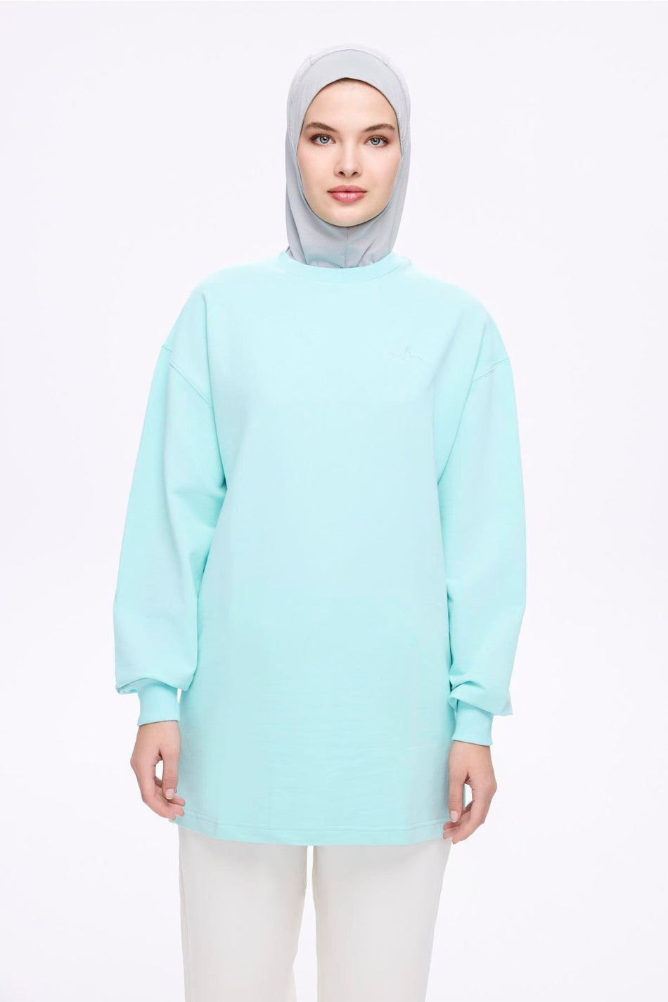 Hasema Soft Textured Oversize Green Basic Casual Sweatshirt ACT-22