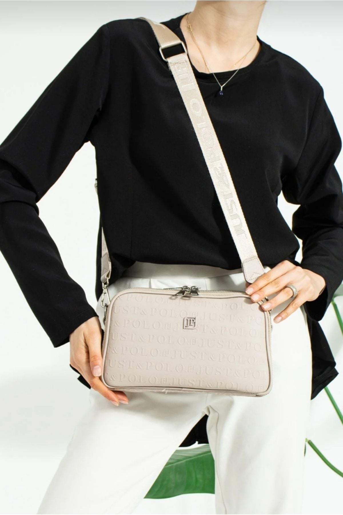 Just Polo Women's 3D Just & Polo Patterned Vegan Shoulder and Handbag 4023 Gray - MALLTURK