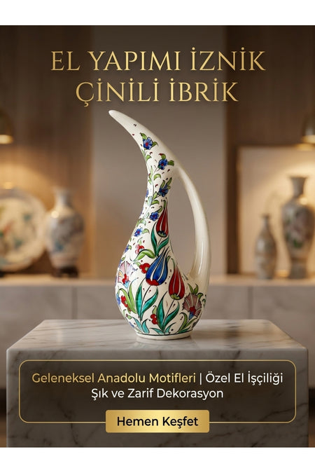 General Brands Handmade Iznik Tile Curved Spout Ewer and Pitcher - MALLTURK