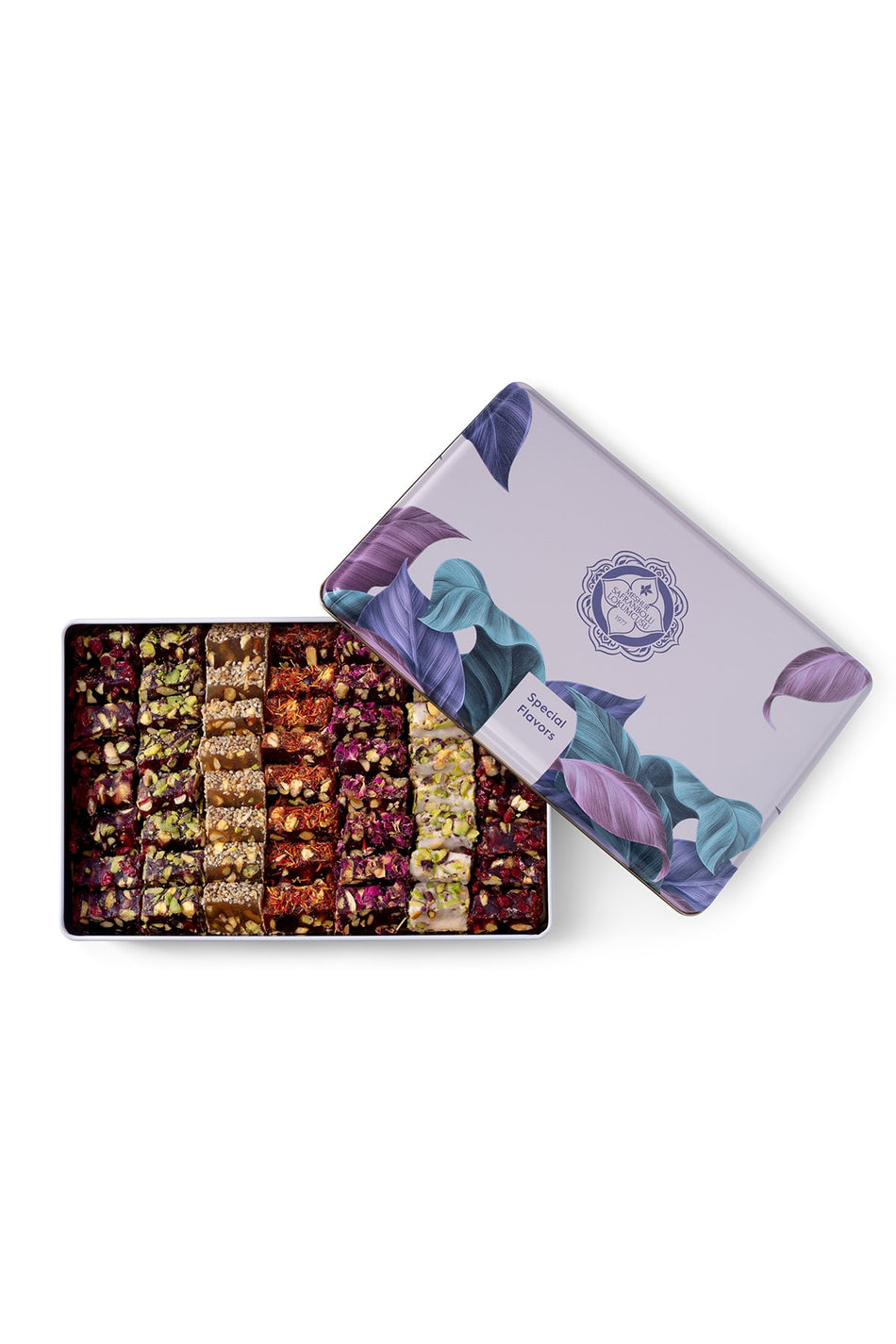 MESHUR safranbolu lokumcusu metal kutuda Assorted fitil Turkish Delight 1 kg - MALLTURK