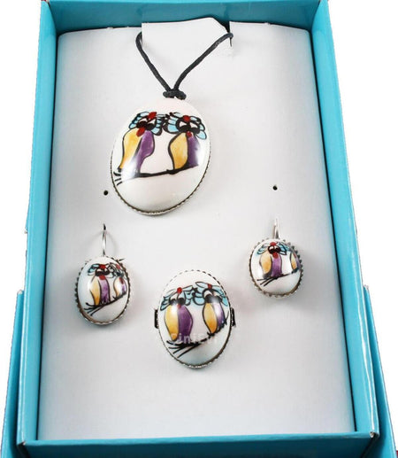 Cini Evi Bilge Baykuslar Tile Jewelry Set - MALLTURK