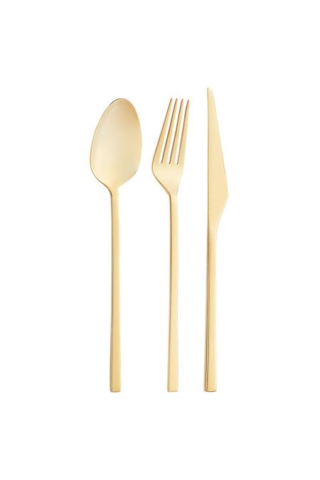 Emsan alba 18 Piece 6 Place Setting parlak gold tatli Boxed Flatware Set - MALLTURK