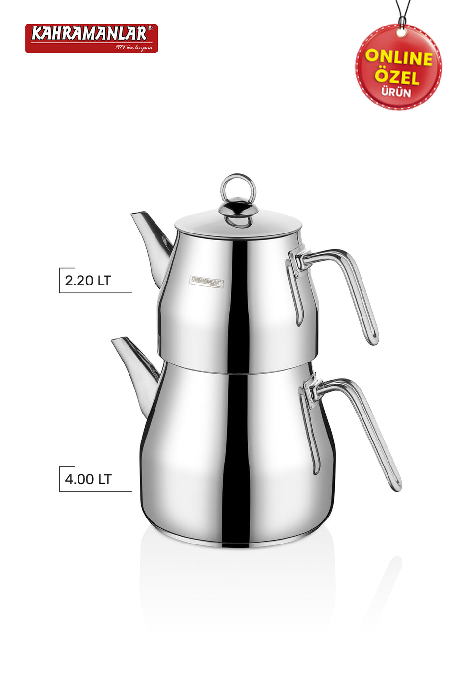 Kahramanlar Pyramid Platinum Teapot Set XXL