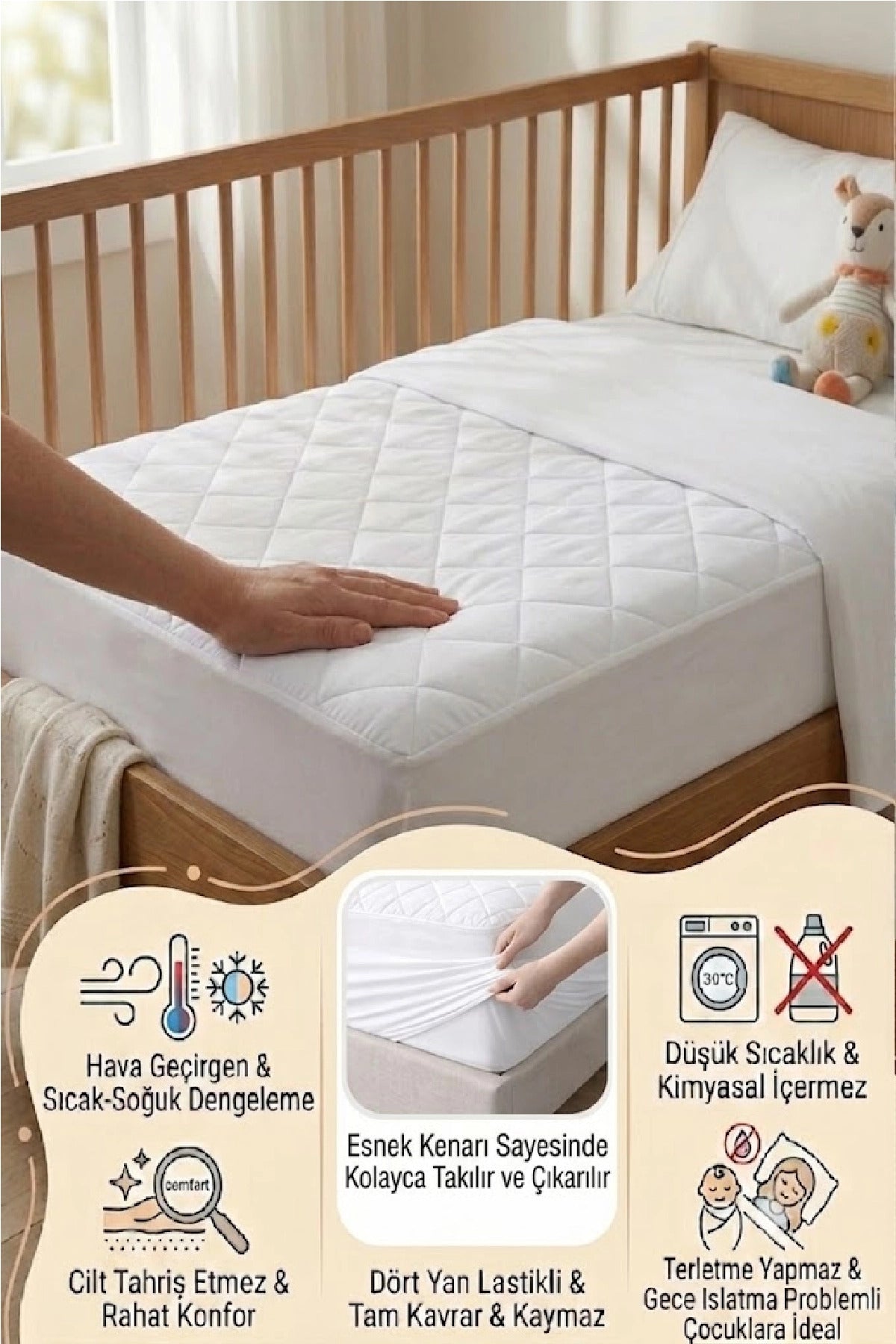 Evony Quilted Fitted Mattress Protector - MALLTURK