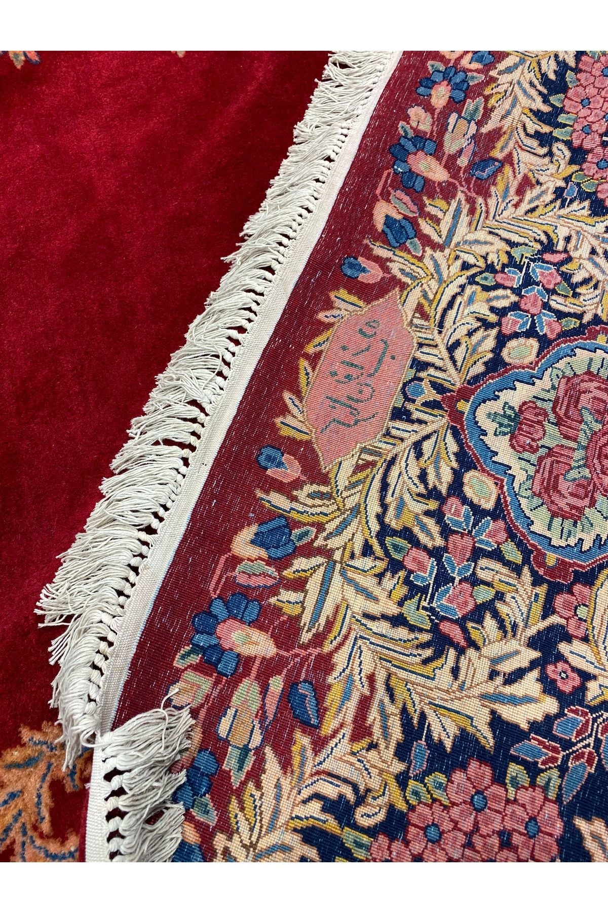RD RAMAZAN DAG Hand Rug Art Hand-Woven Iranian Kirman Laver Rug Signed Size 450x350. - MALLTURK