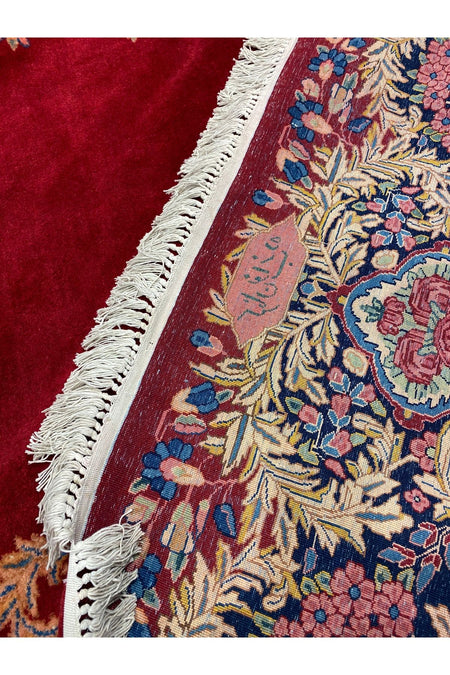 RD RAMAZAN DAG Hand Rug Art Hand-Woven Iranian Kirman Laver Rug Signed Size 450x350. - MALLTURK
