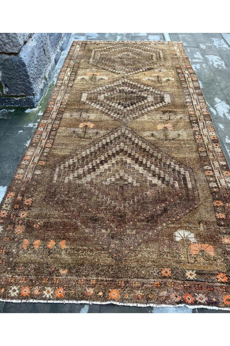 DesignEv 208x453 cm Hand-Woven Washable Brown Rustik Pattern Rug Decor for Large Spaces