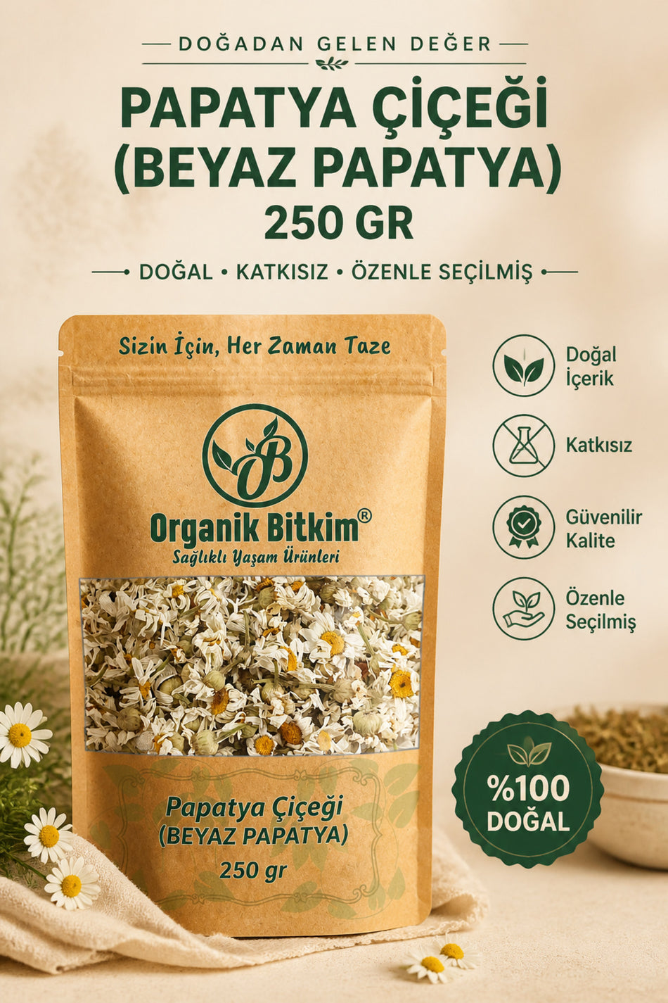 OB Plante biologique, fleurs de camomille (CAMOMILLE BLANCHE) 250 gr