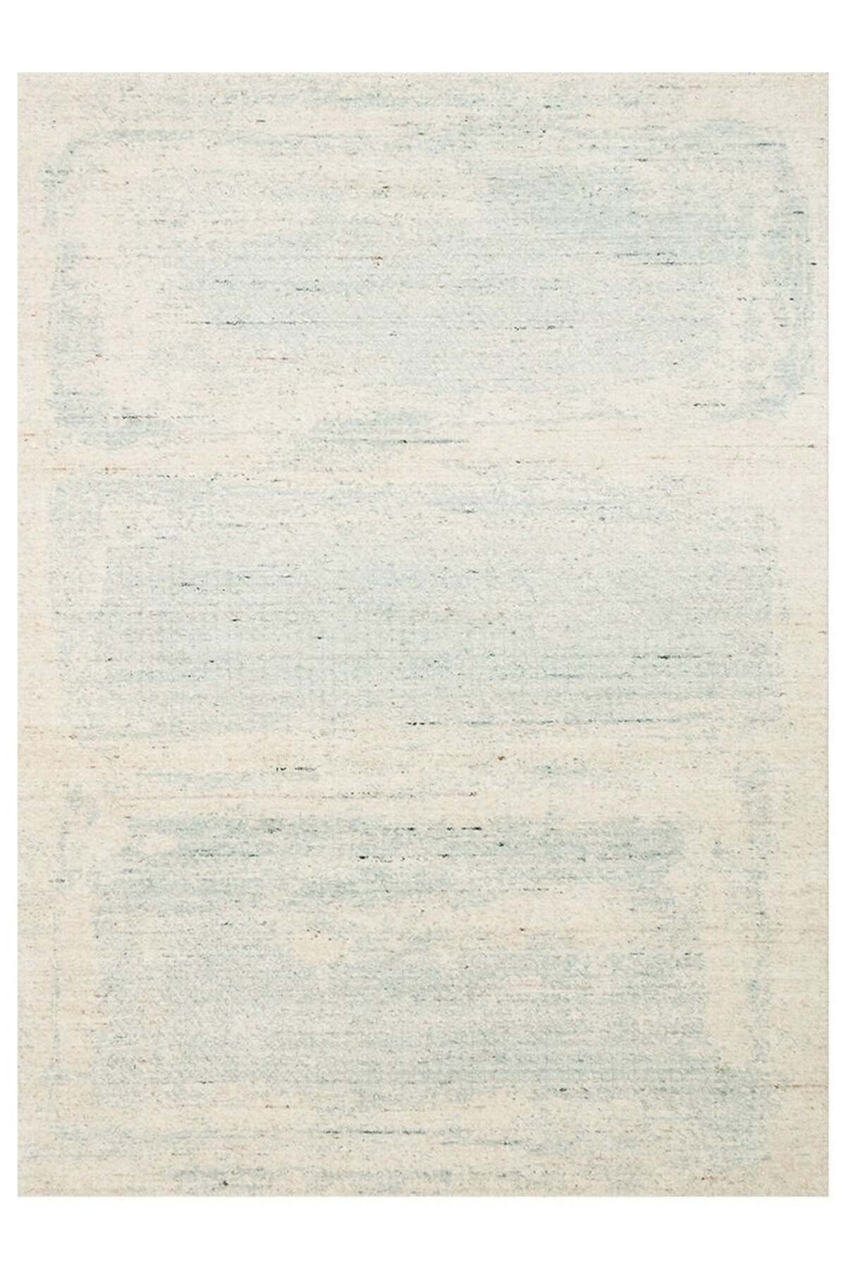 Vog Rug Arken Blue Hand-Woven Wool Viscose Cotton Rug Modern Scandinavian 3D Effect Luxury Living Room Rug - MALLTURK