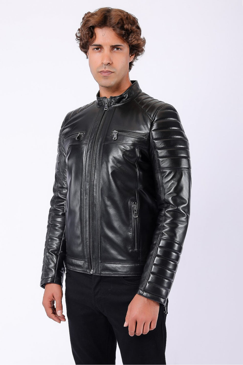 Байкерская куртка Leather Club из натуральной кожи чёрного цвета