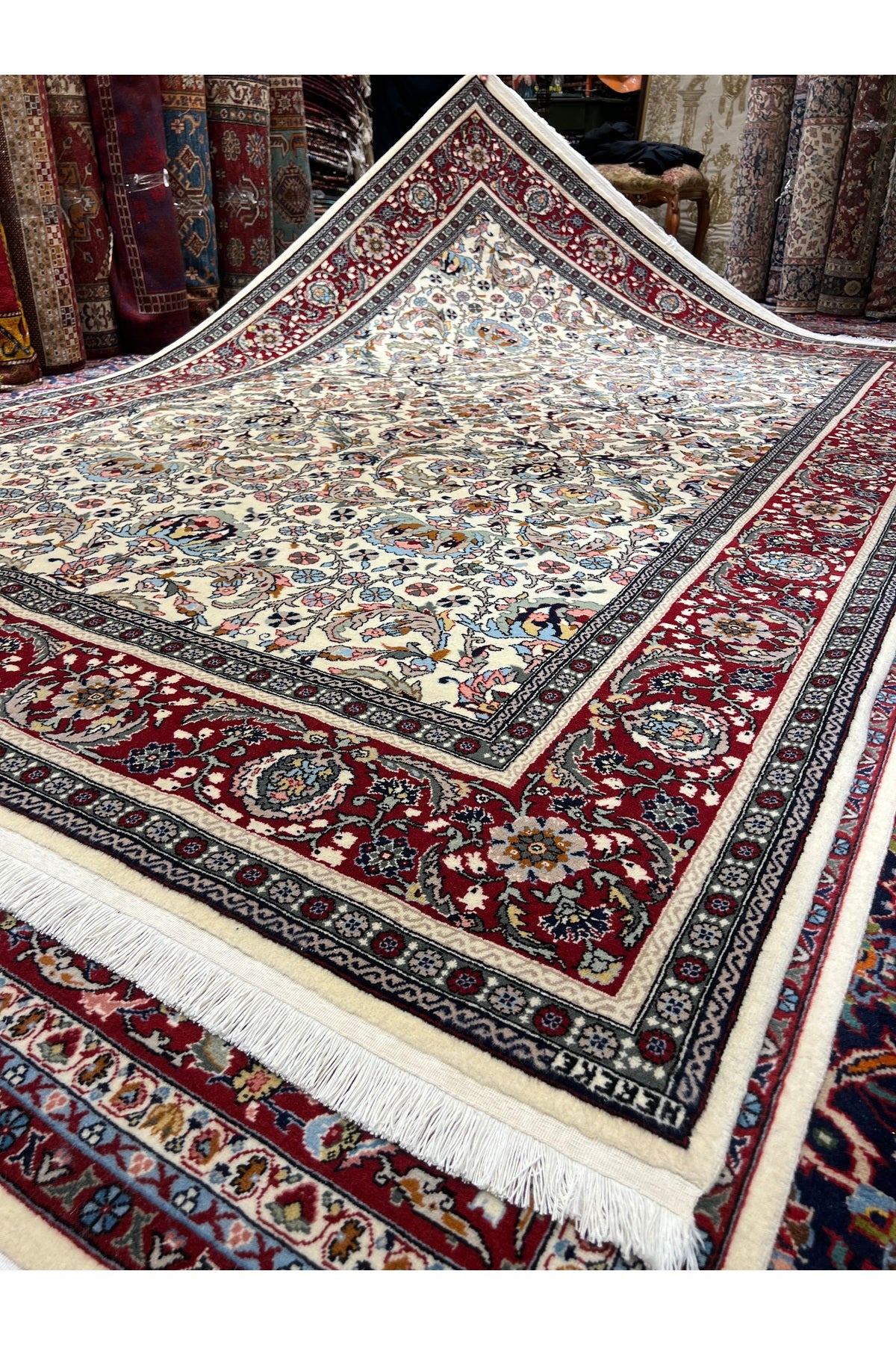 RD RAMAZAN DAG Hand Rug Art Hand-Woven Sumerbank Hereke Rug Signed Polonez Design Size 300x200 - MALLTURK