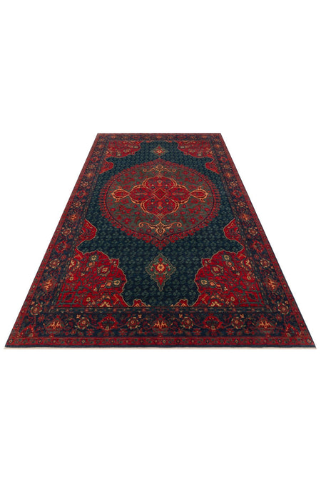 Nesem Rug Boutique Ekohali Kadim Kdm 03 Navy Anatolian Motifs Featuring New Zellanda Wool with Produced Handcrafted - MALLTURK