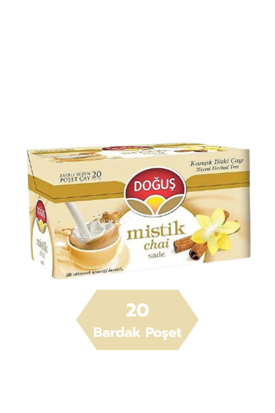 Chá de ervas misto simples Mystic Chai Dogus, embalagem de 20