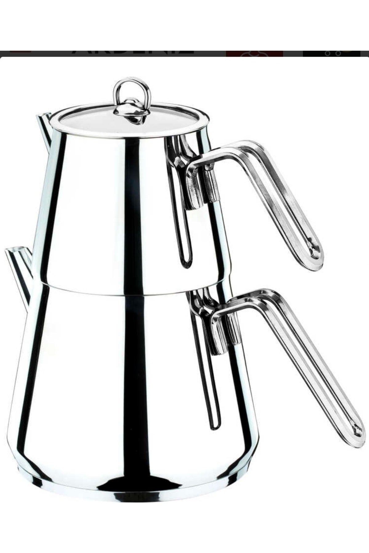 Akdeniz Pyramid Medium Size Teapot Set with Metal Handles, 0.75lt.-1.75lt. - MALLTURK