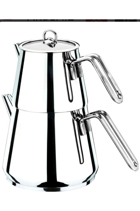 Akdeniz Pyramid Medium Size Teapot Set with Metal Handles, 0.75lt.-1.75lt. - MALLTURK