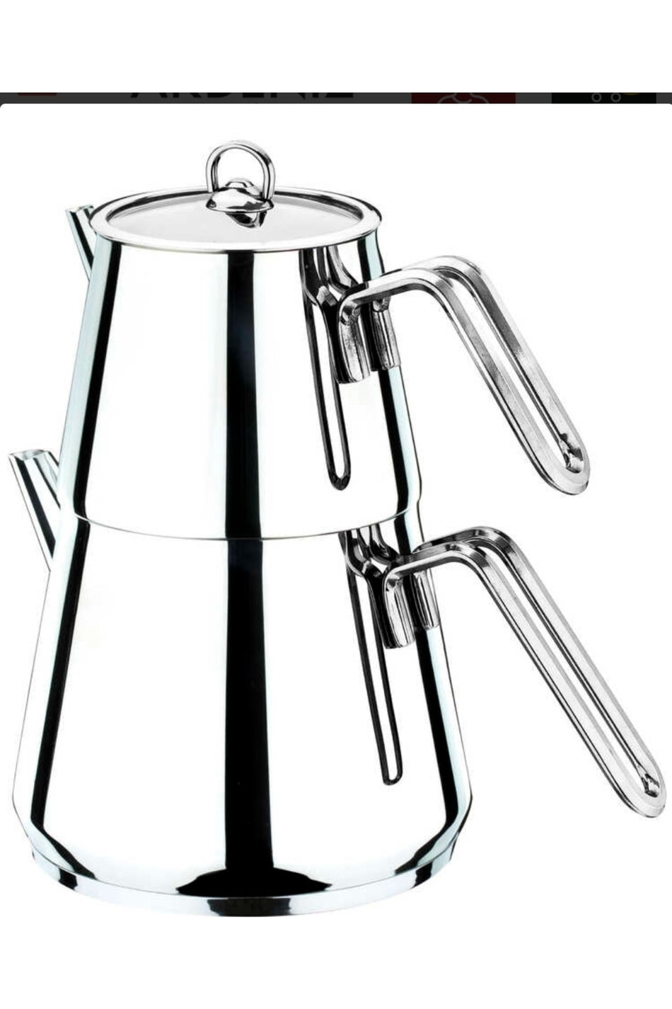 Akdeniz Pyramid Medium Size Teapot Set with Metal Handles, 0.75lt.-1.75lt.