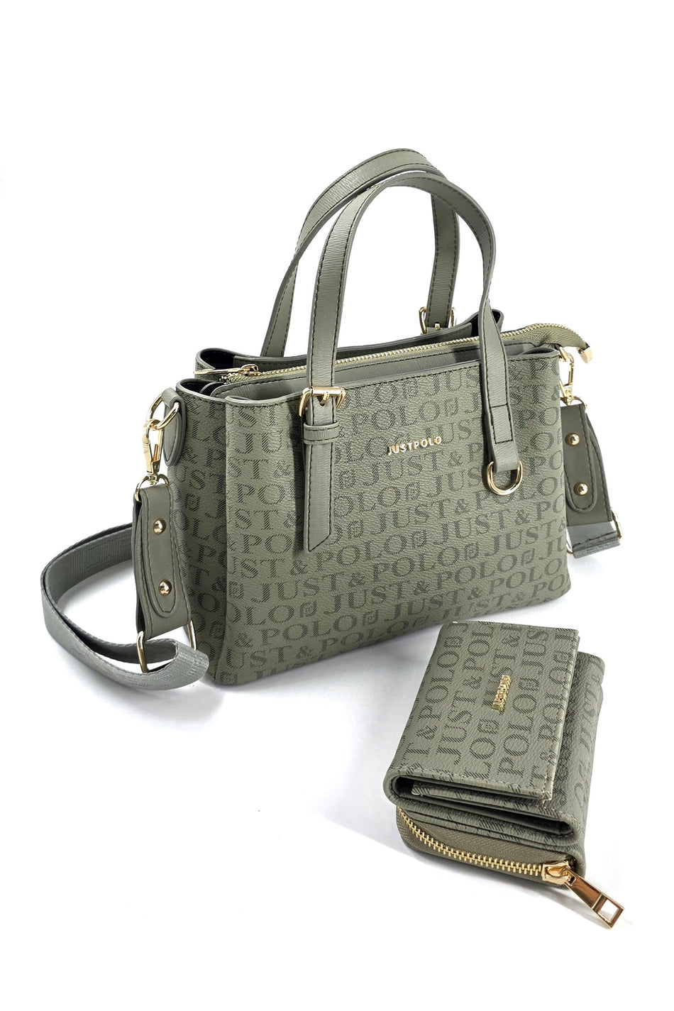 Just Polo Original Women's 3-Compartment Handbag and Shoulder Bag and Wallet Set