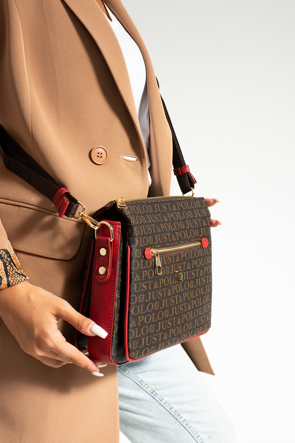 Just Polo Women's Crossbody and Shoulder Bag JPS2068M Brown Red - MALLTURK