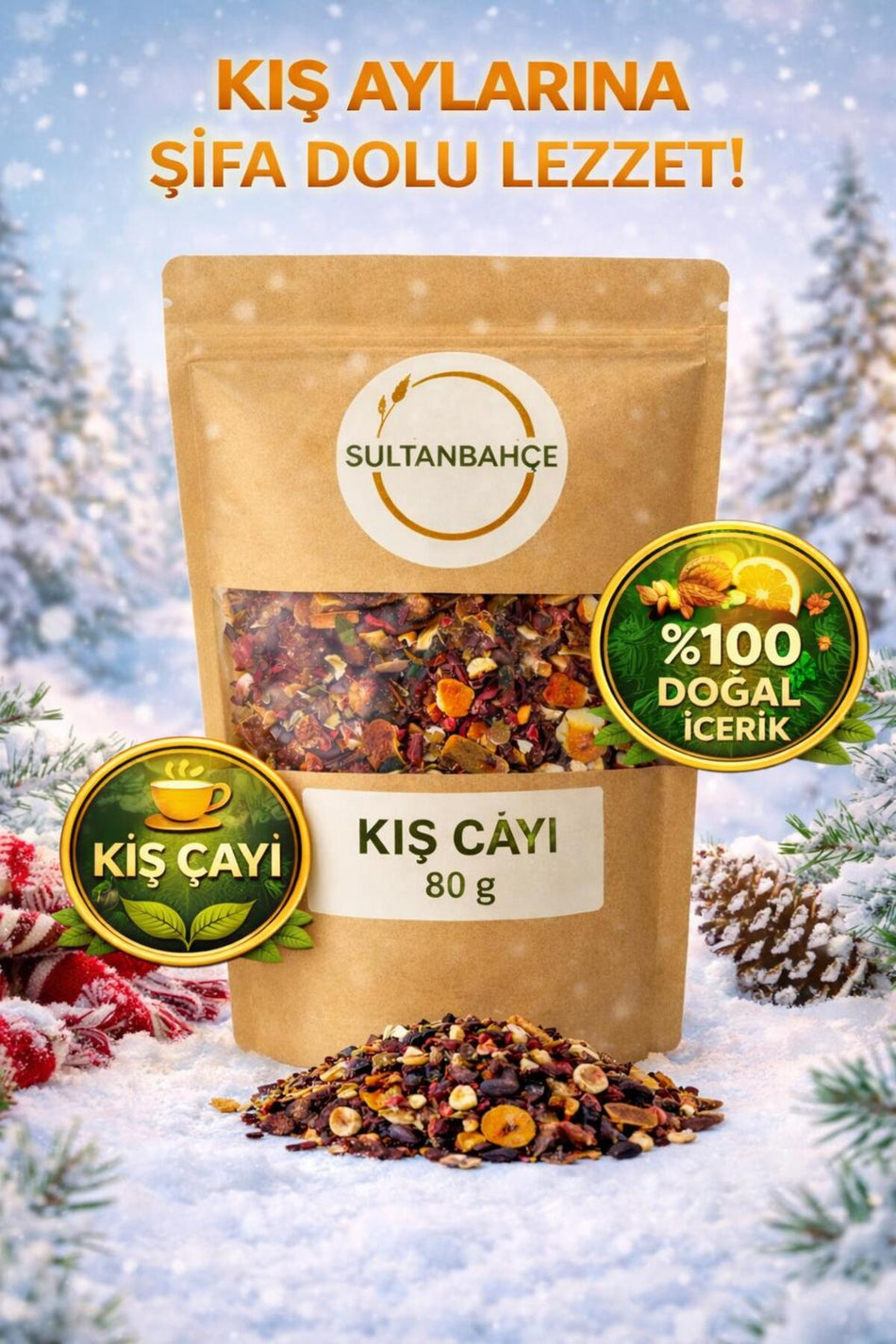 Sultanbahce Winter Tea 80 g | Lemon Peel – Orange Peel – Hibiscus – Rosehip – Cinnamon – Clove