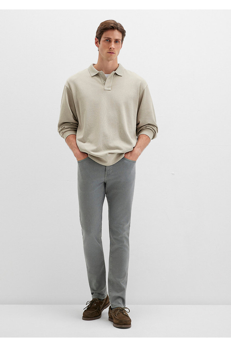 Mavi Marcus Shadow Grey Comfort Gabardine Trousers 0035180922 - MALLTURK
