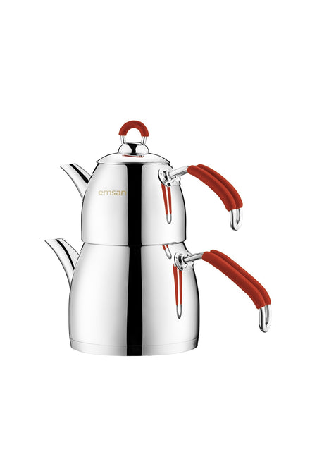 Emsan Mina Midi Size Teapot Set, Red - MALLTURK
