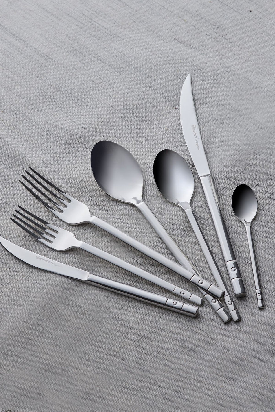 Karaca new elmas shiny 84 Piece 12 Place Setting elegance Boxed Flatware Set - MALLTURK