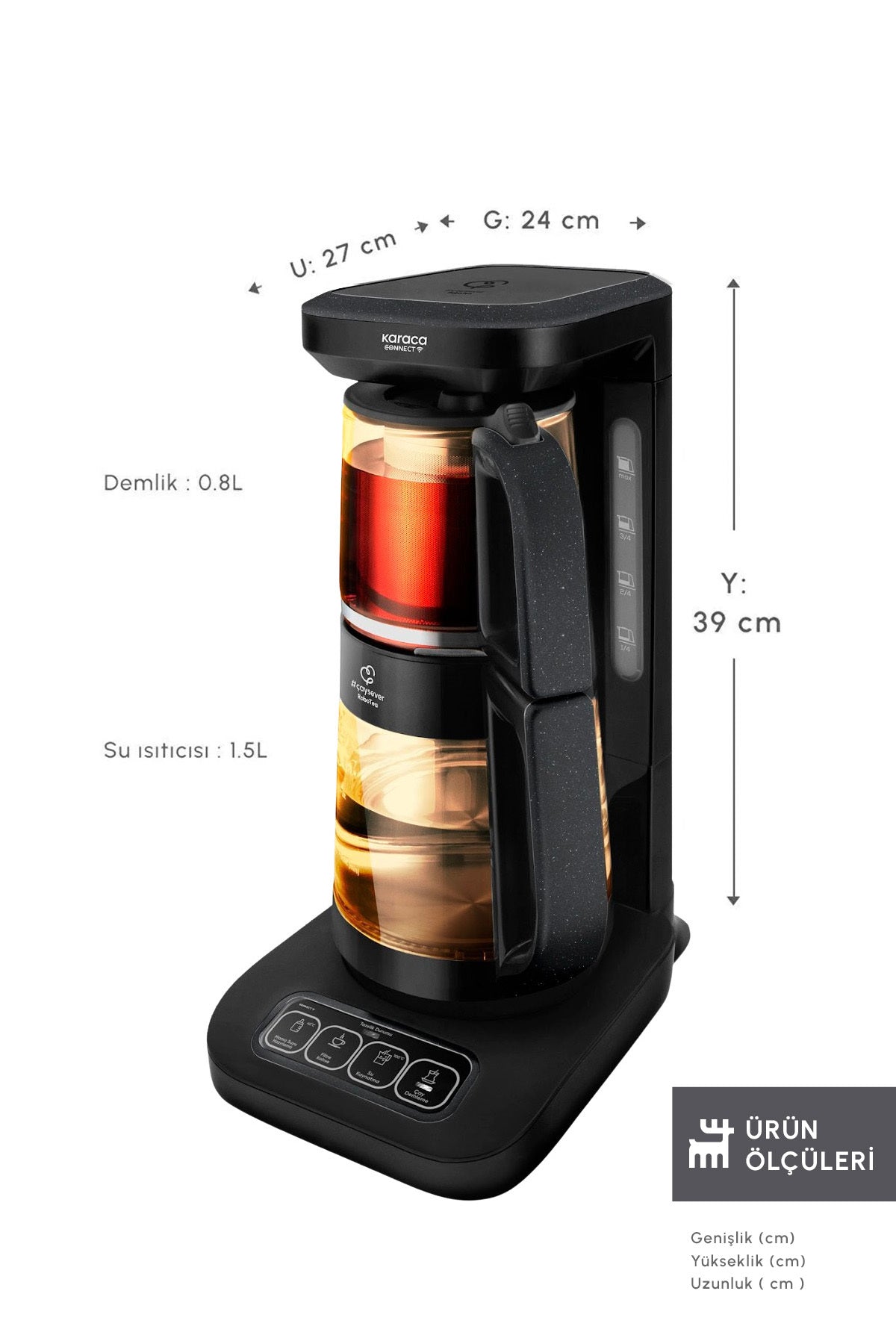 Karaca Robotea Pro Connect 4 in 1 Talking Glass Tea Maker Agate - MALLTURK