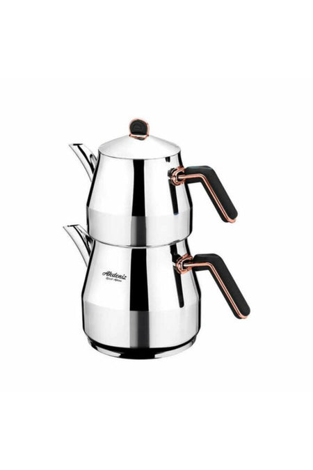 Akdeniz Diamond Family Copper Handle Teapot Green Gold - MALLTURK
