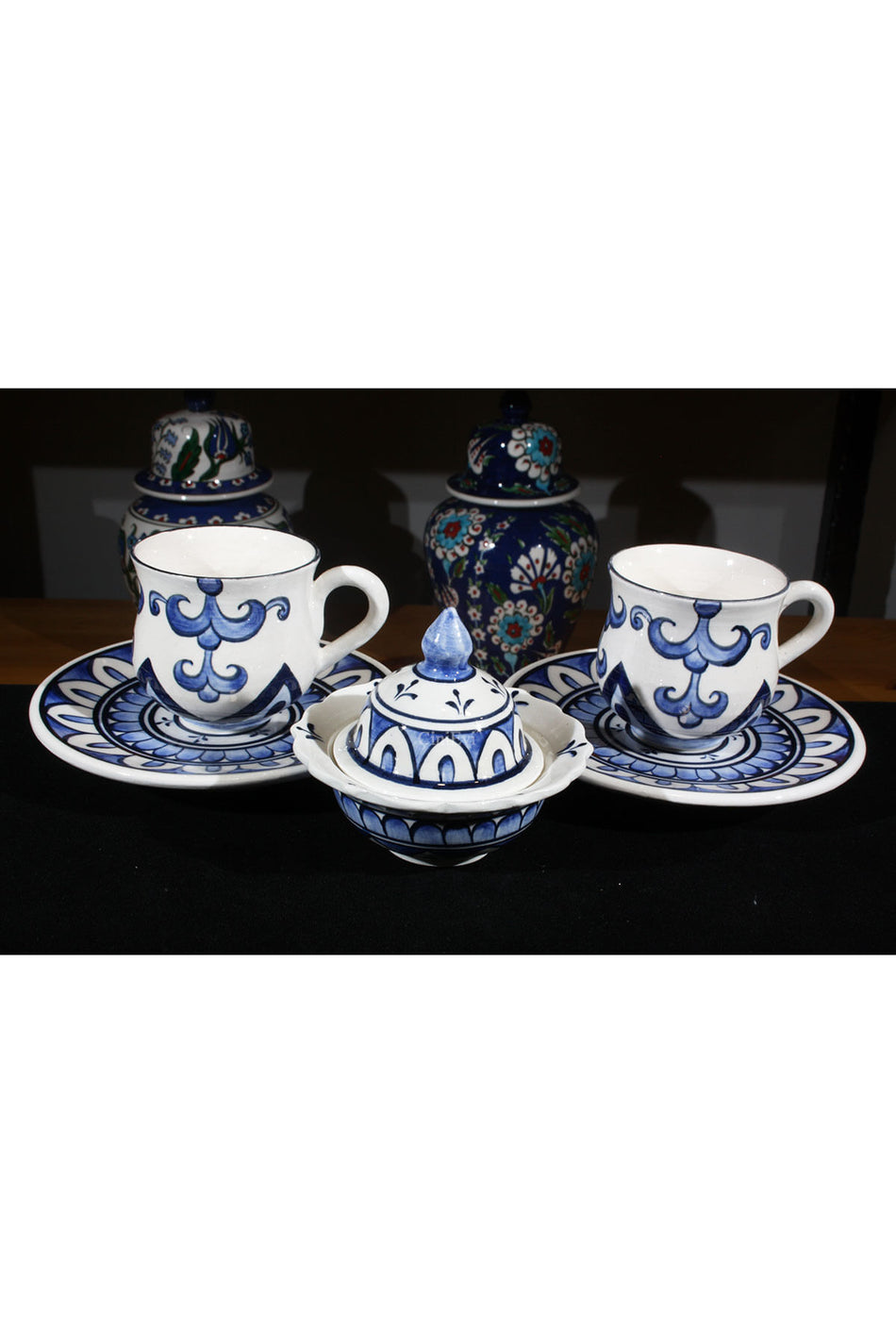 Cini Evi Blue and White Two-Person Coffee Set - MALLTURK