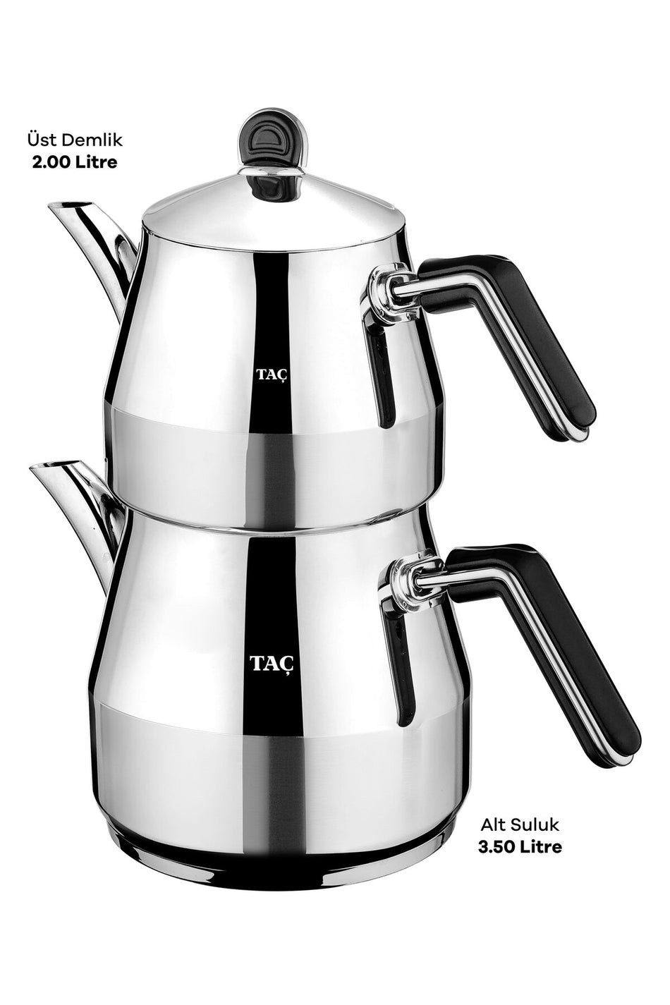 Tac Grossi Jumbo Size 4-Piece Stainless Steel Teapot Set Platinum 2.00-3.50lt - MALLTURK