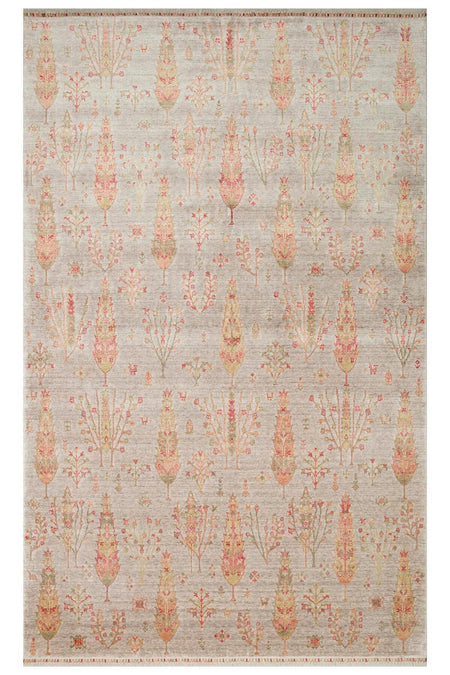 Eko Hali ZARA ZR 08 BEiGE AUTUMN Authentic Patterned Special Non-Shedding and Easy-to-Clean Tencel Fabric - MALLTURK