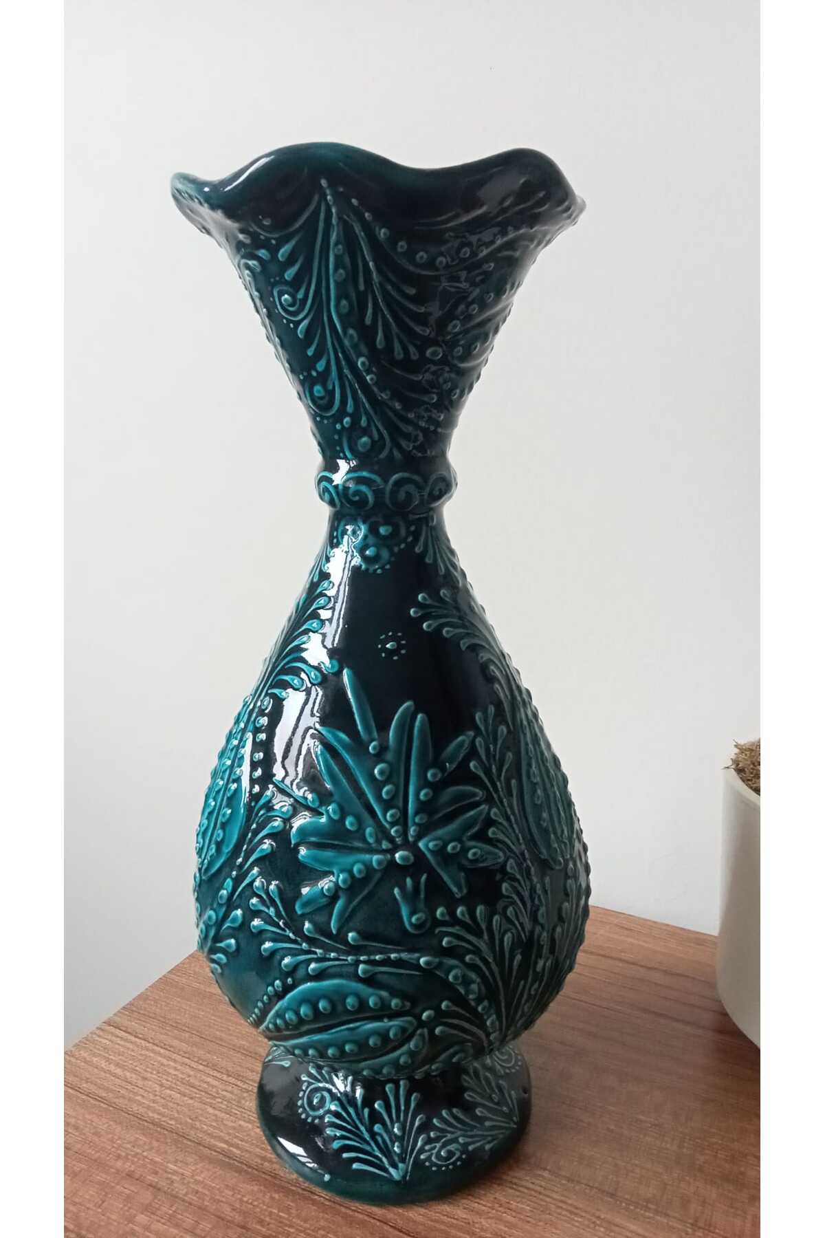 Sema Cini Handmade Ceramic 35 cm Self-Embossed Lettuce Vase - MALLTURK