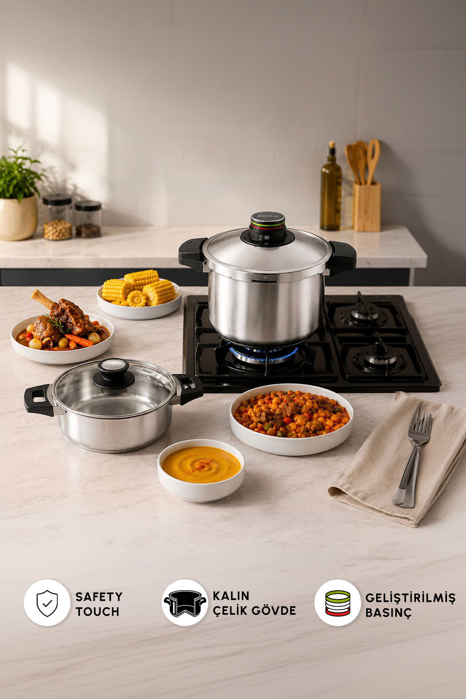 Karaca Quick And Safe induction Base Pressure Cooker Set 4+6 Lt - MALLTURK