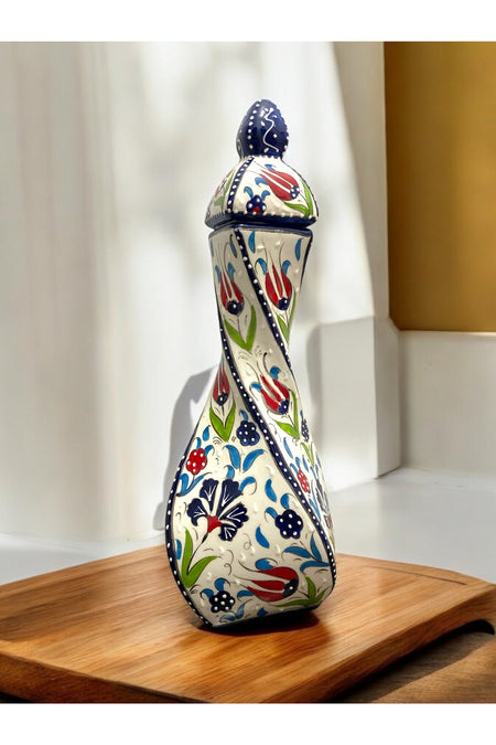 STORESZA Ottoman Elegance: Handmade Ceramic Vase with Lid (30 cm) - MALLTURK