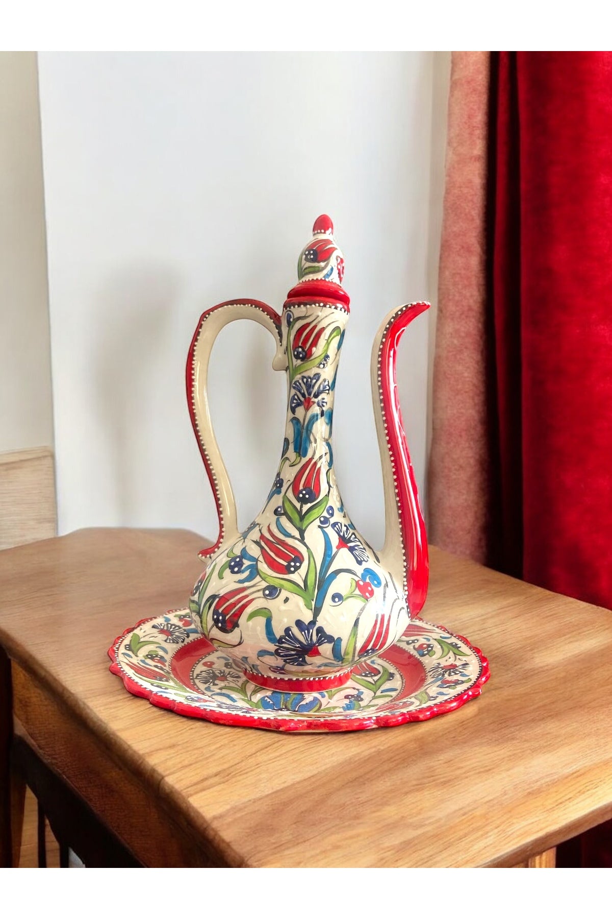 STORESZA Handmade Kutahya Ceramic Jug, Vase and Plate Set - MALLTURK