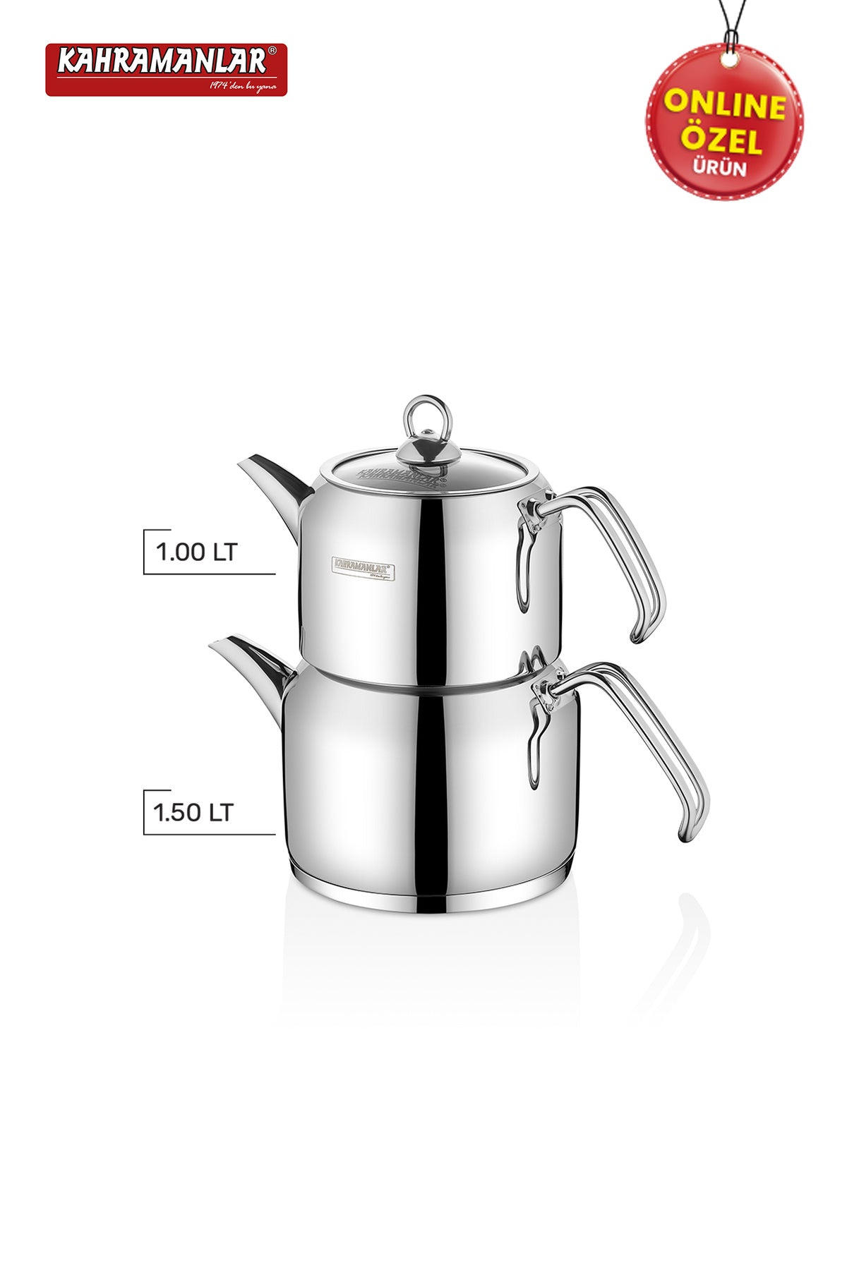 Kahramanlar Deluxe Mini size Platinum 4-Piece Teapot Set - MALLTURK