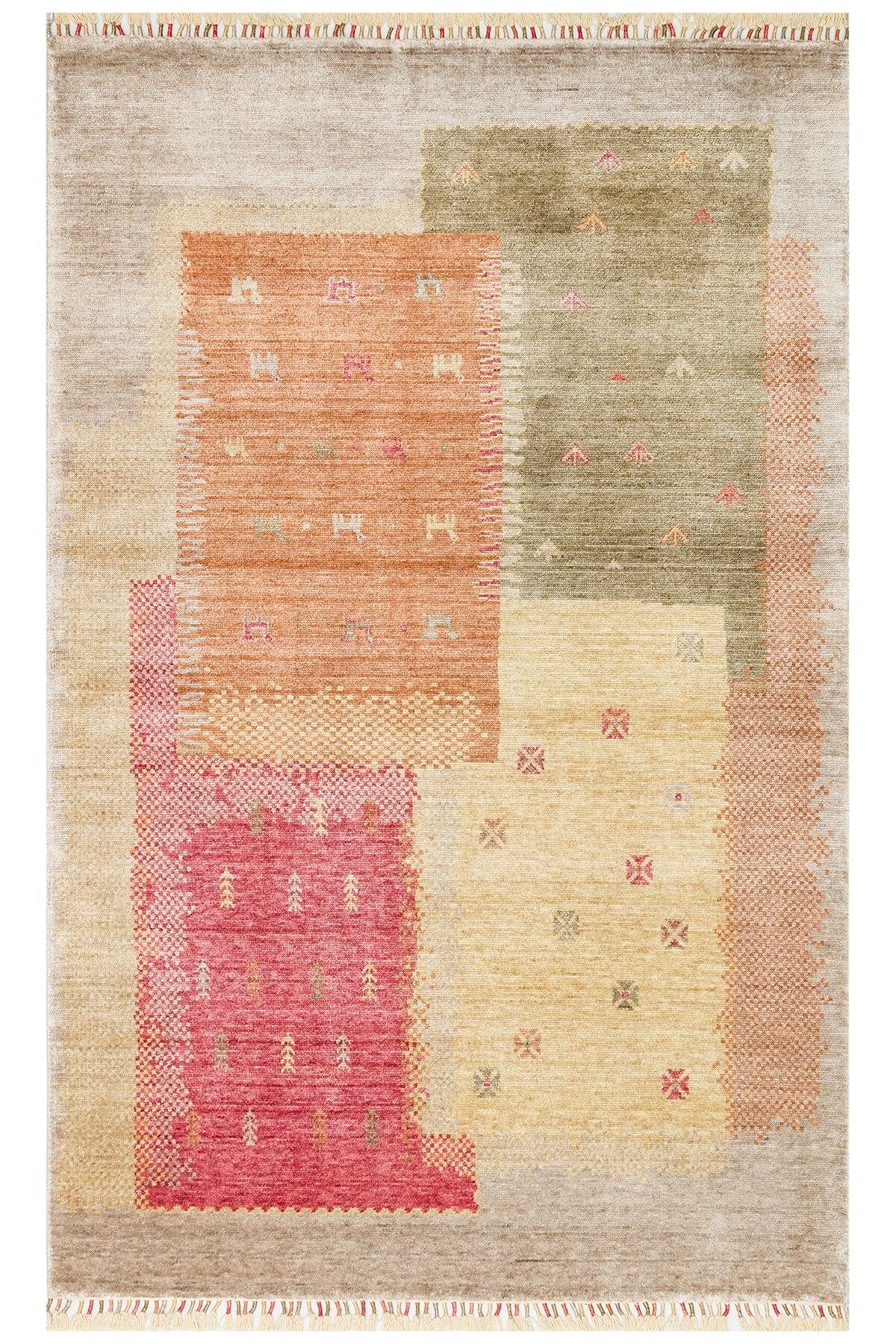 Eko Hali Zara ZR 07 Beige Autumn Authentic Patterned Modern Usak Carpet, Handcrafted on Special Looms. - MALLTURK