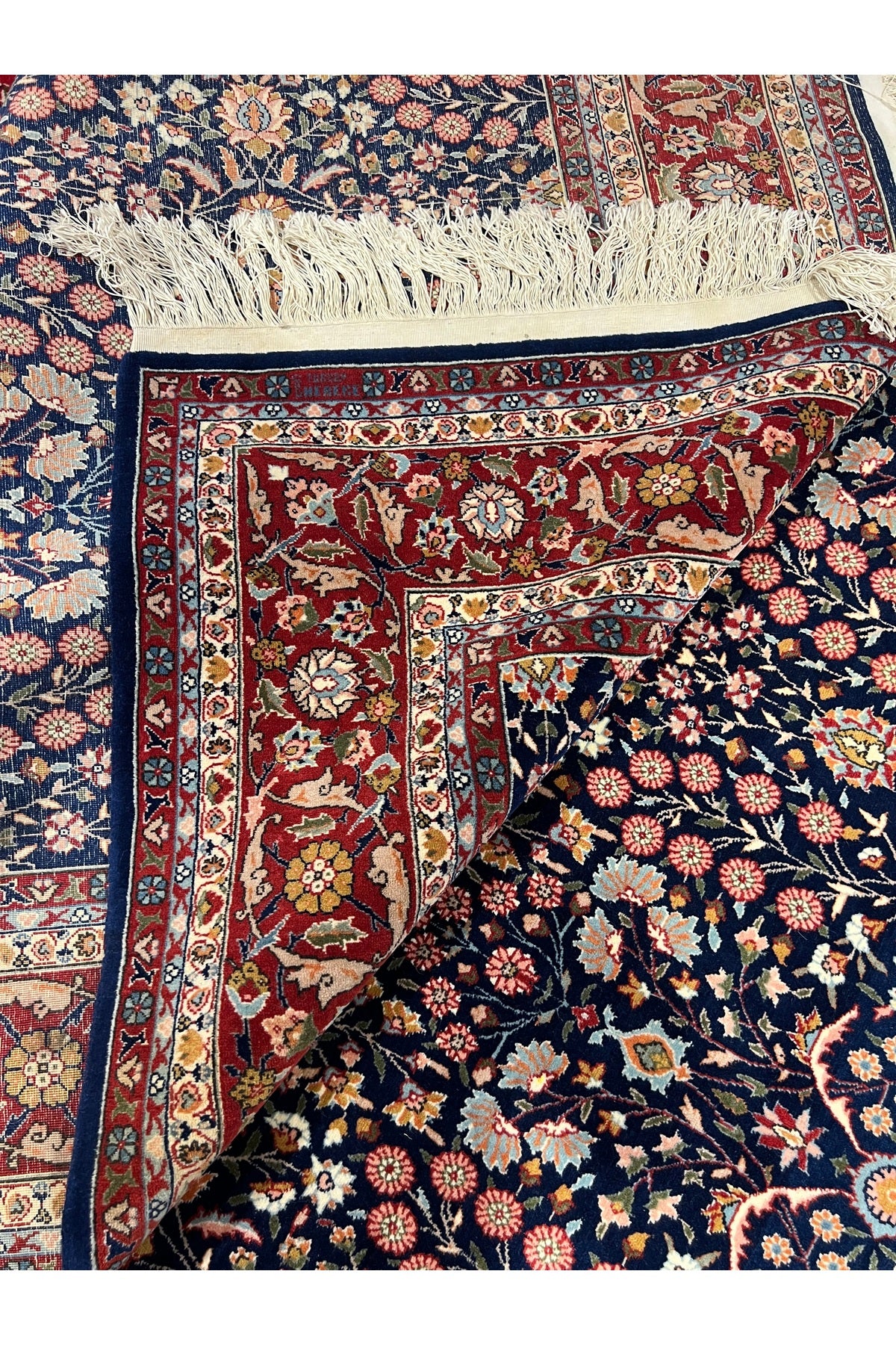 RD RAMAZAN DAG Hand Rug Art Hand-Woven Sumerbank Turkey Hereke Rug Signed Seven Mountains Flower Design Size 325x200 - MALLTURK