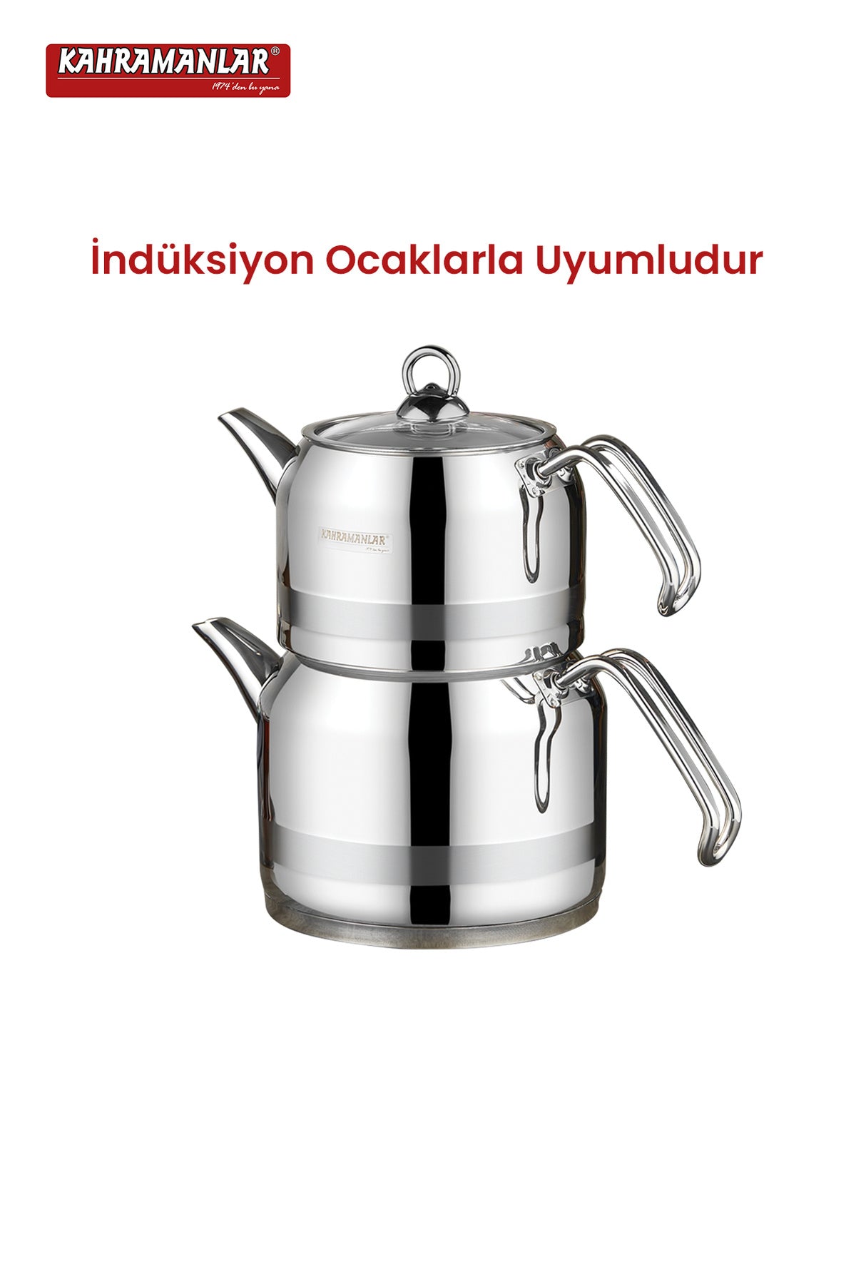 Kahramanlar Milano Mega Size Platinum Teapot Set - MALLTURK