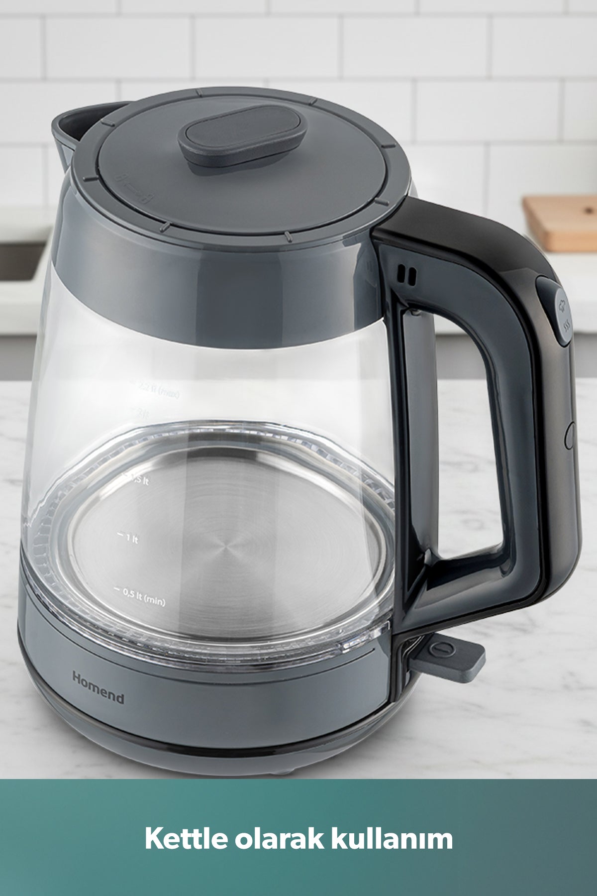 HOMEND infinity XL 1764H Glass Tea Maker Anthracite Black - MALLTURK