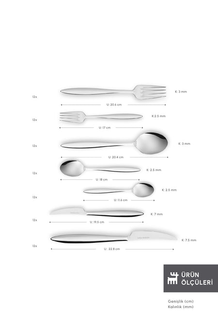 Karaca new year yilbasi novara 84 Piece 12 Place Setting elegance Flatware Boxed - MALLTURK