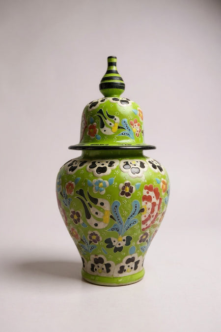 STORESZA Handmade Wheelwork 25cm Lace Nostalgic Design Shah Cube Ceramic Vase - MALLTURK