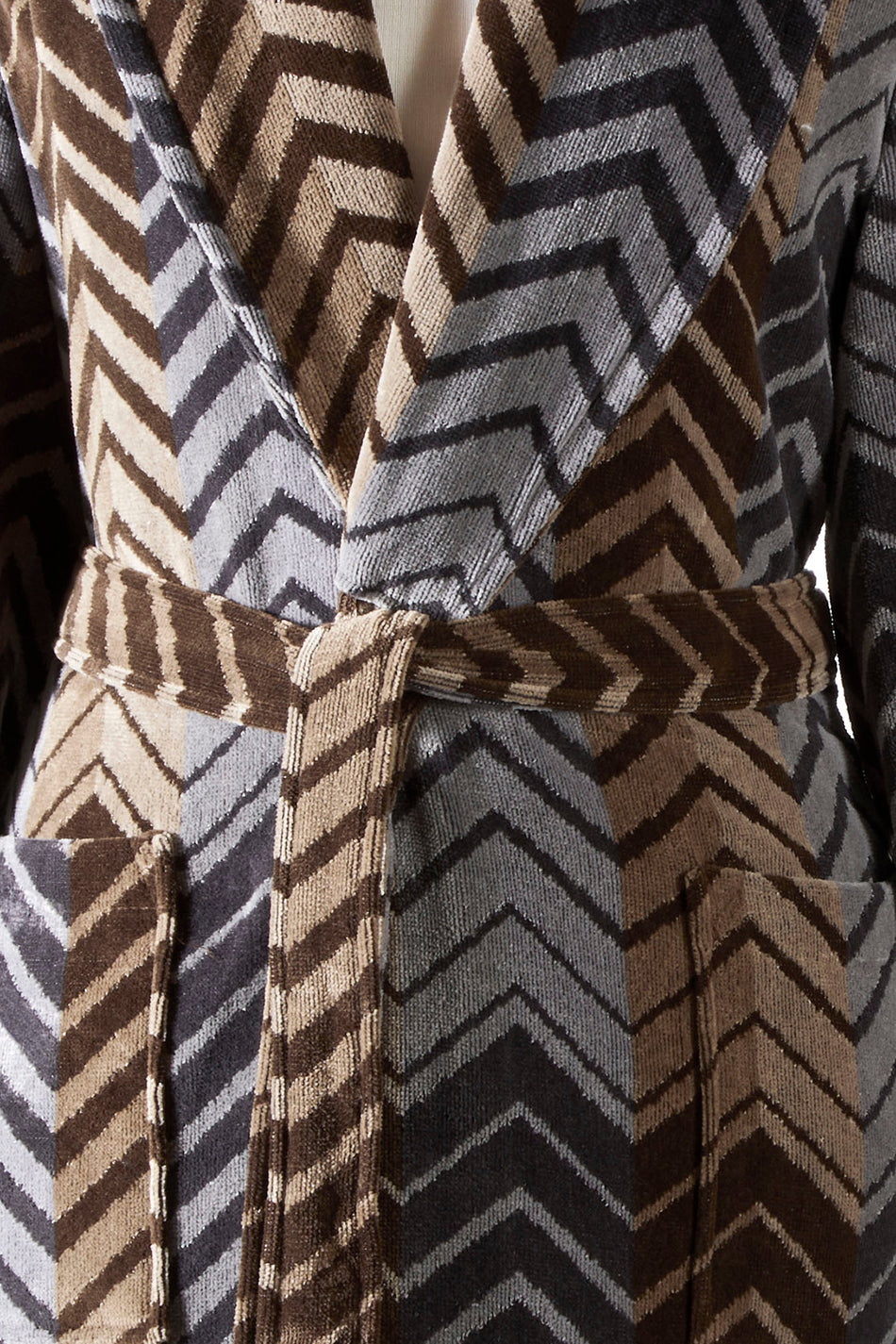 Ozdilek Hawai Eclectic Velvet Shawl Collar Bathrobe - MALLTURK