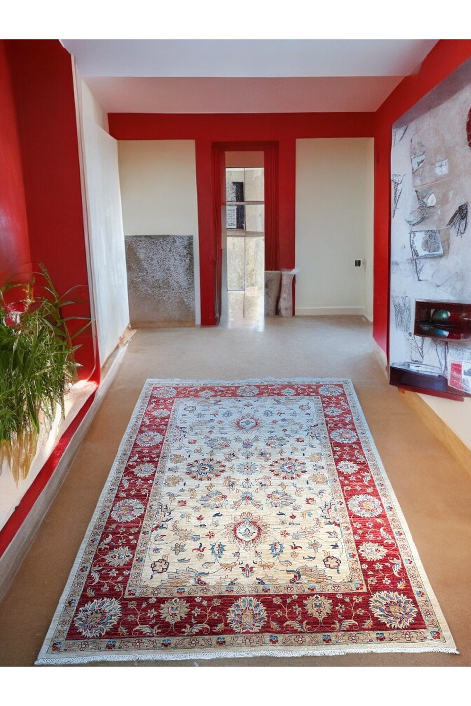 Sirvan Handwoven Afghan Usak Carpet - 299x203 - MALLTURK