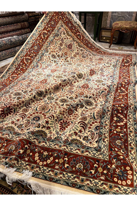 RD RAMAZAN DAG Hand Rug Art Hand-Woven Hereke Rug Seven Mountains Flower Design Size 300x200 - MALLTURK